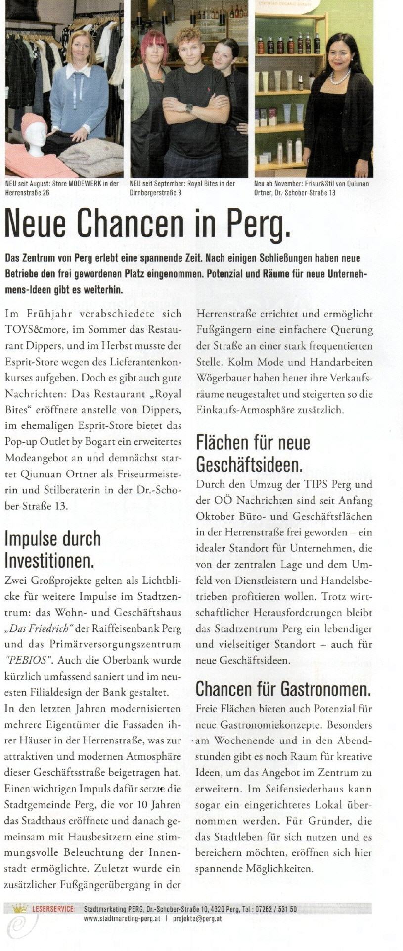 Pressetext über die Studioeröffnung in der Zeitung